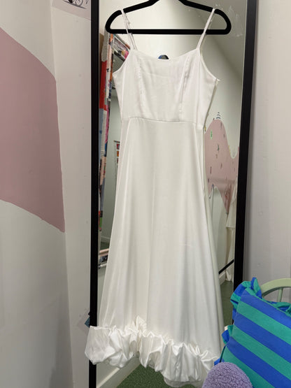 White Hen Do Ruffle Dress Size Medium