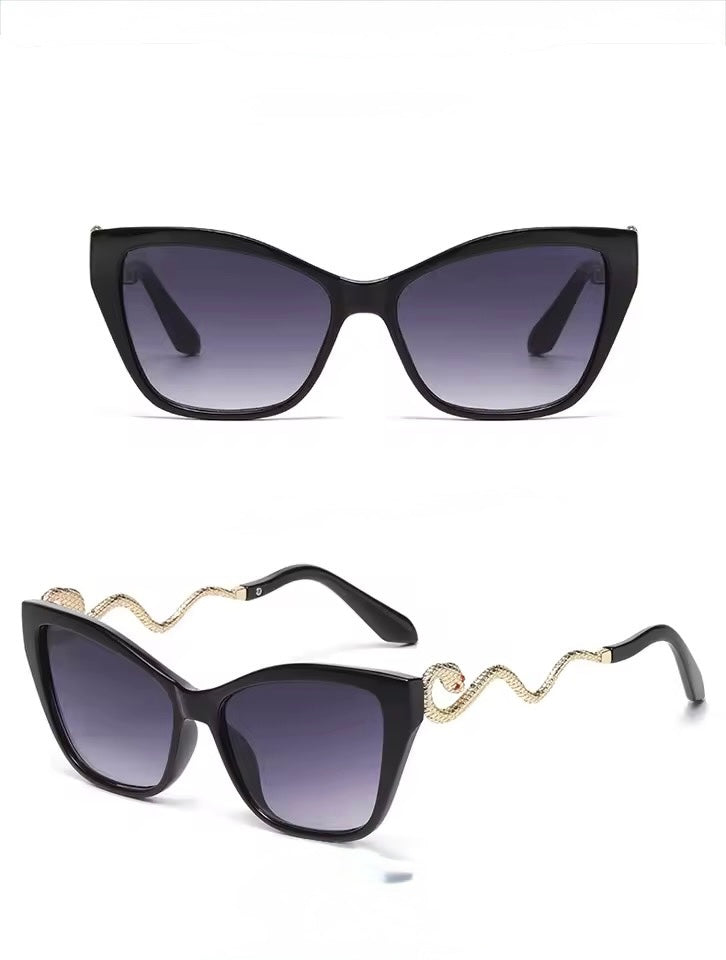 Snake Cat Eye Sunglasses Black Gold