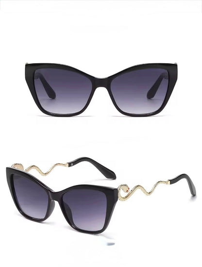 Snake Cat Eye Sunglasses Black Gold