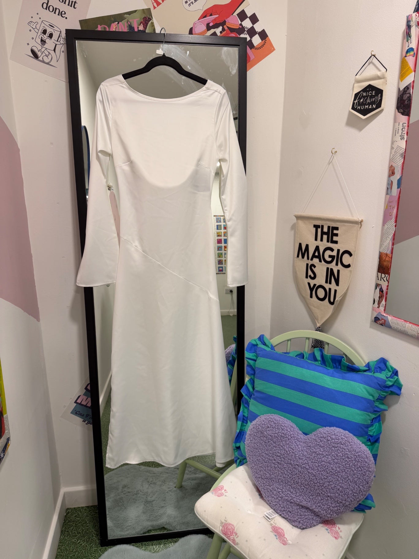 White Hen Do Fishtail Dress Size Large
