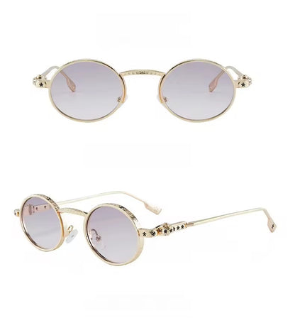 Astral Round Sunglasses Gold Purple