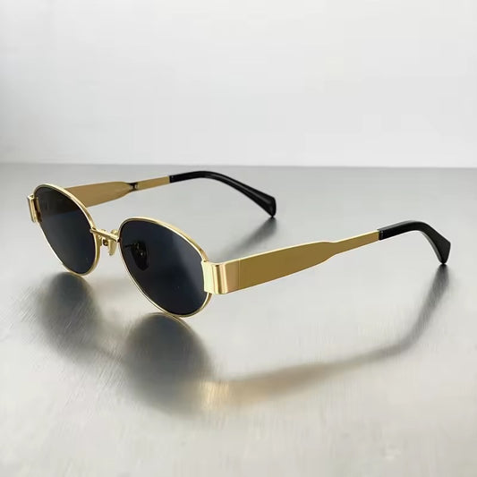 Elara Round Sunglasses Gold Black