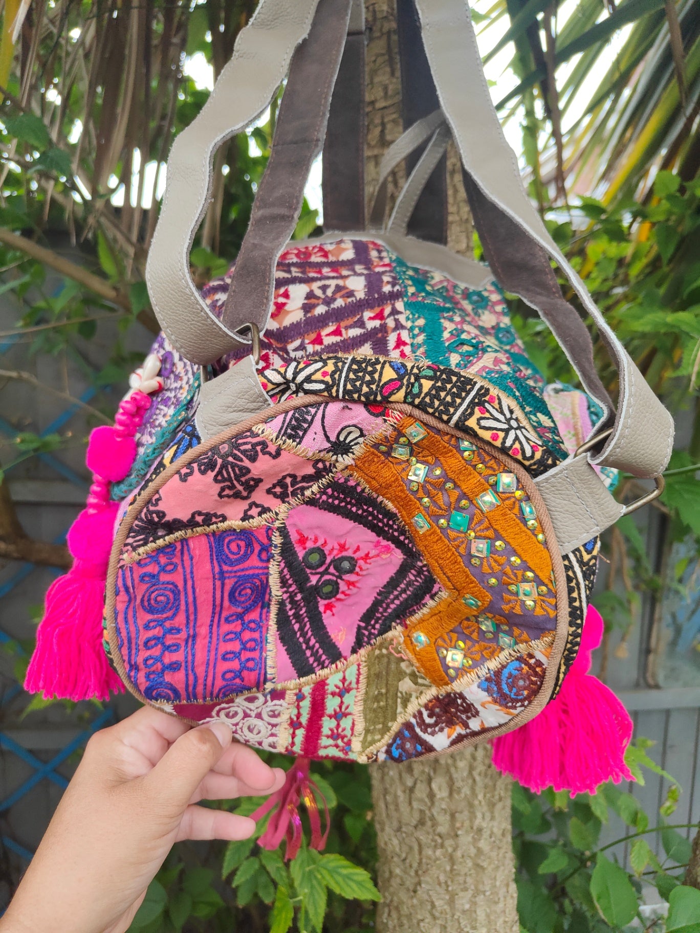 Skiathos back pack bag leather straps