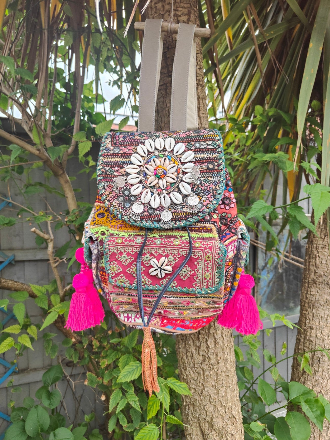 Skiathos back pack bag with leather straps 
