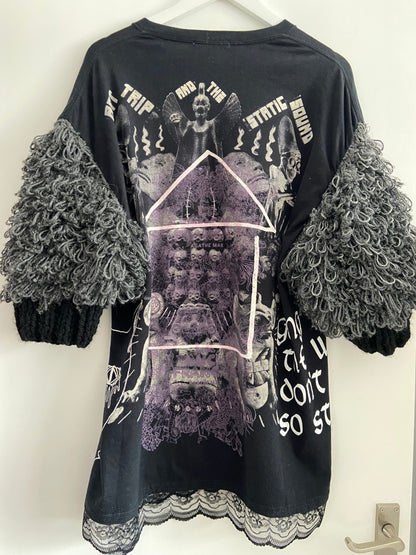 T-shirt Dress with Knitted Sleeves