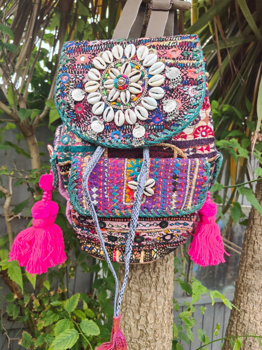 Skiathos back pack bag leather straps