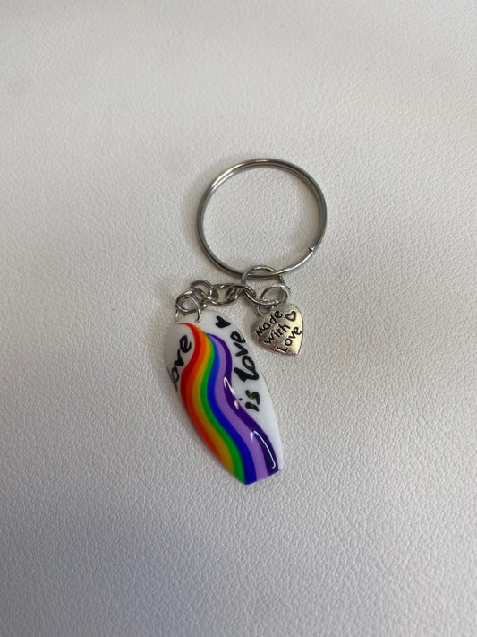 love is love nail keychain