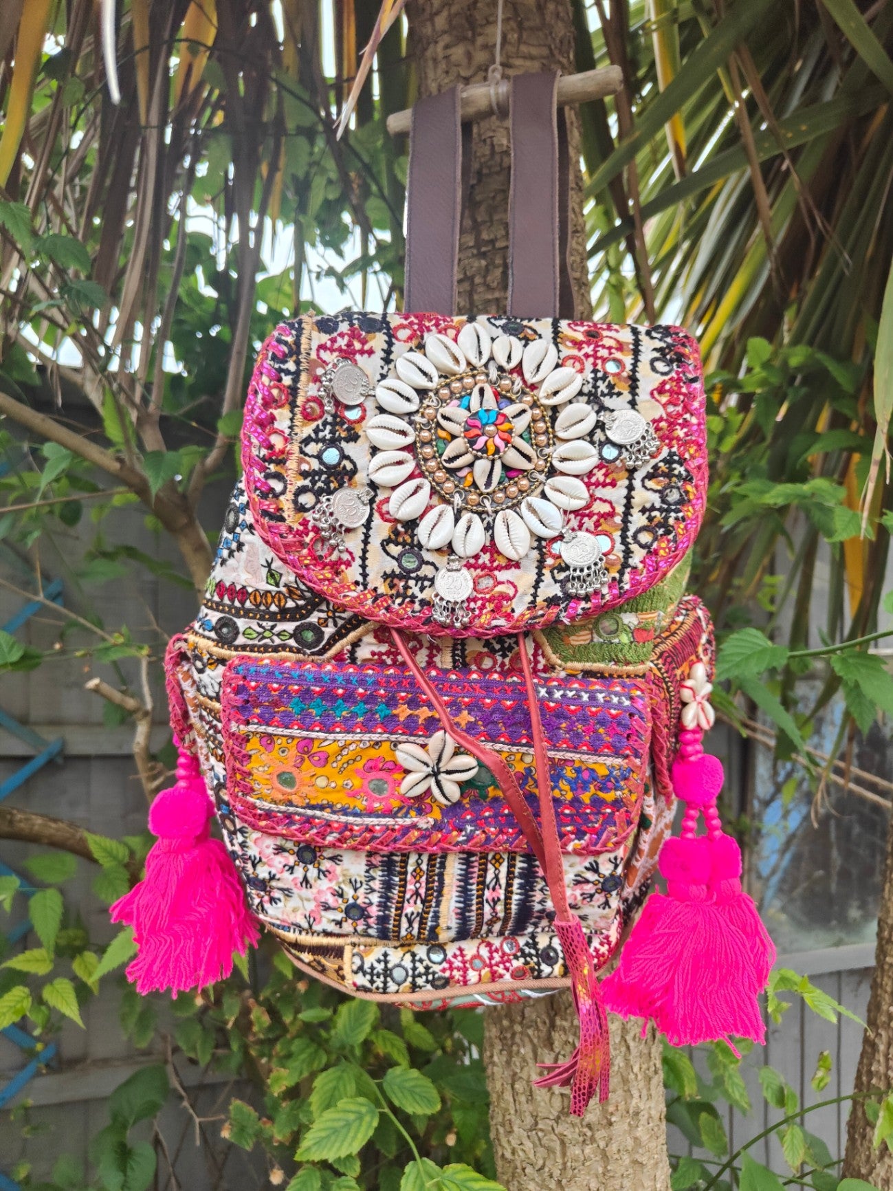 Skiathos back pack bag with leather straps