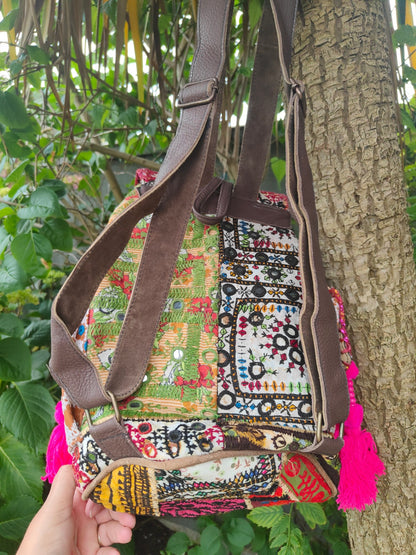Skiathos back pack bag with leather straps