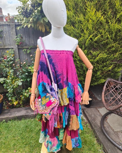 Wanderlust tiered maxi skirt - pink rainbow