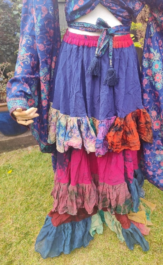 Wanderlust maxi skirt - blue rainbow