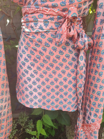 Tulum co ord set- tie top & wrap skirt - peach