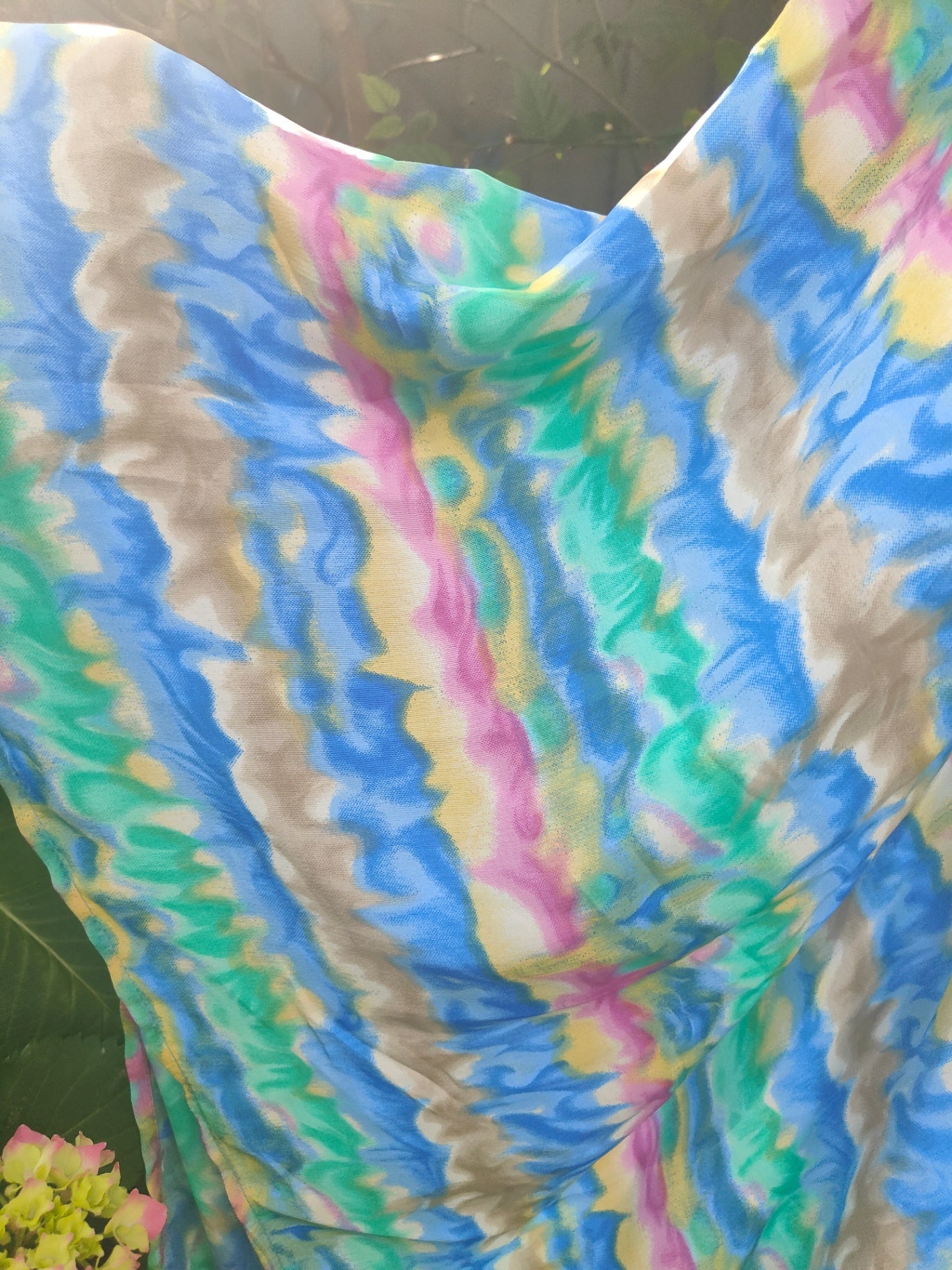 Tulum co ord set - tie top & wrap skirt - green, pink, yellow