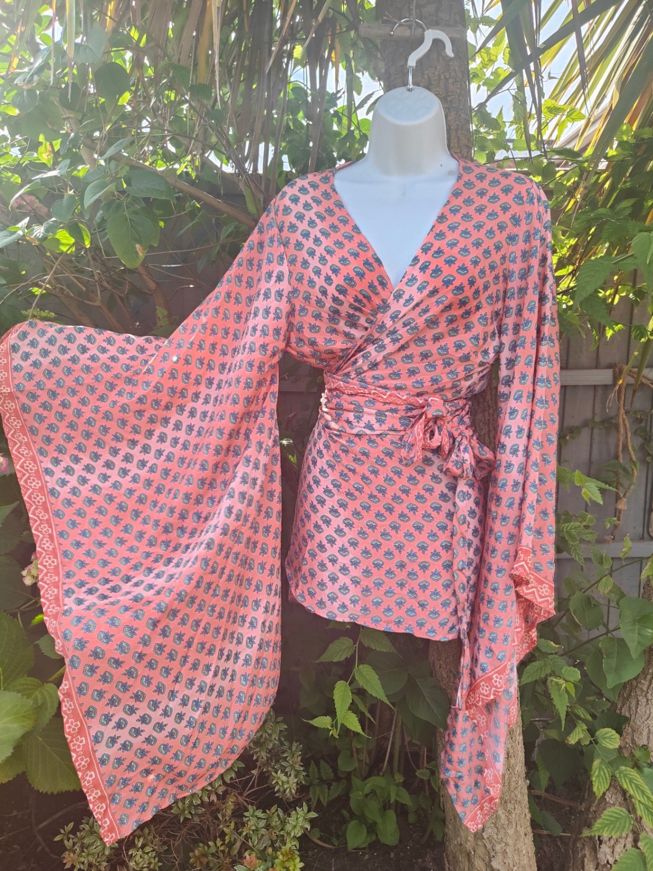 Tulum co ord set- tie top & wrap skirt - peach