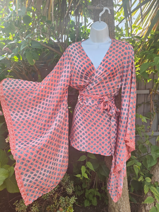 Tulum co ord set- tie top & wrap skirt - peach