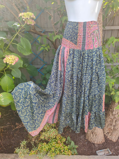 Zara split maxi skirt - Teal & Navy