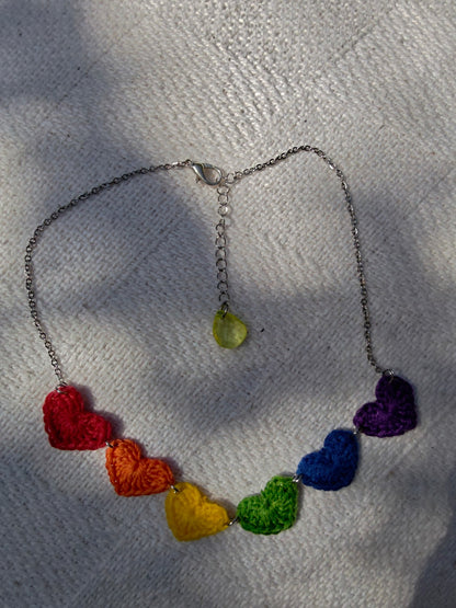 Small heart crochet necklace