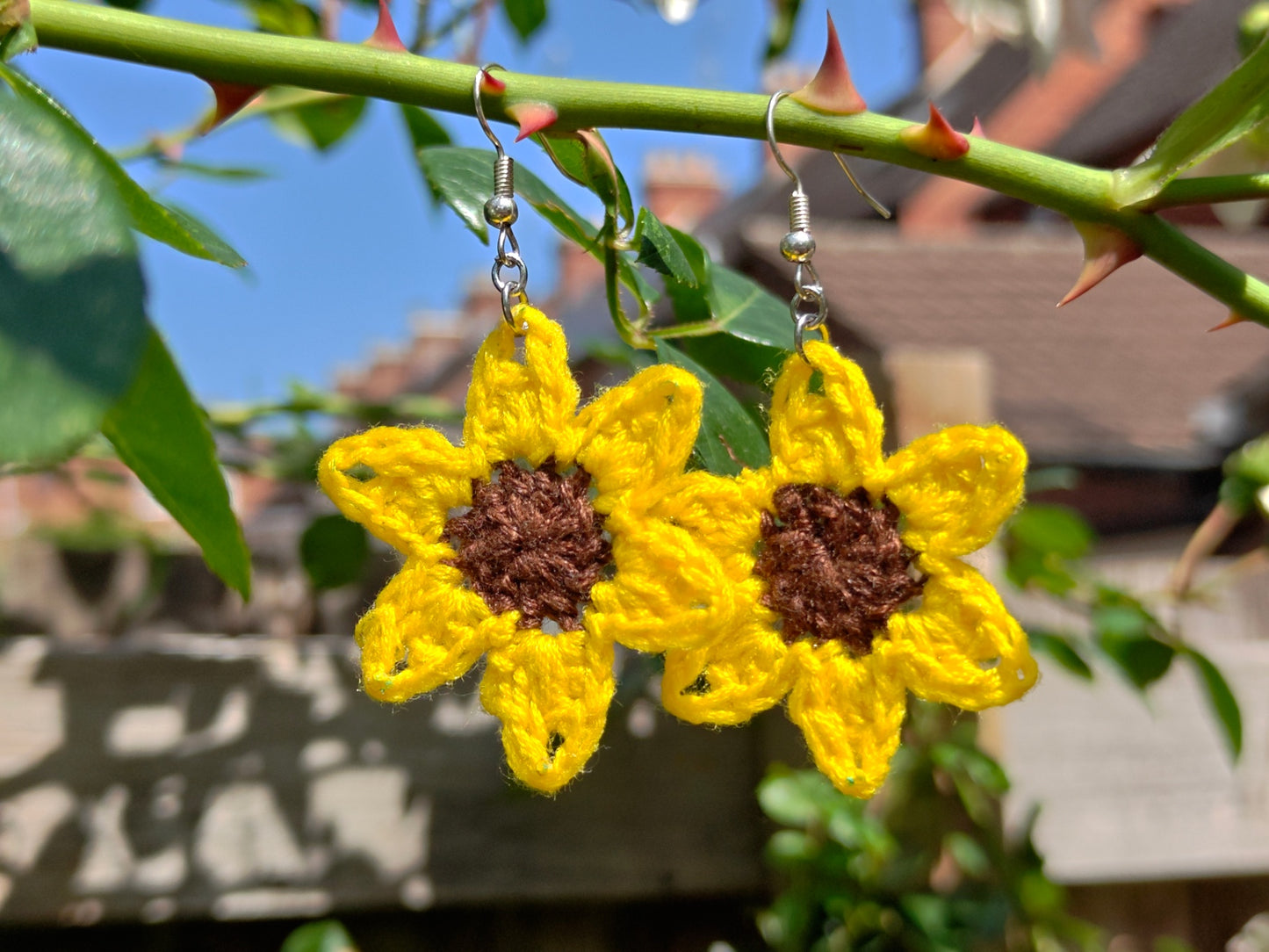 Crochet sunflower earrings