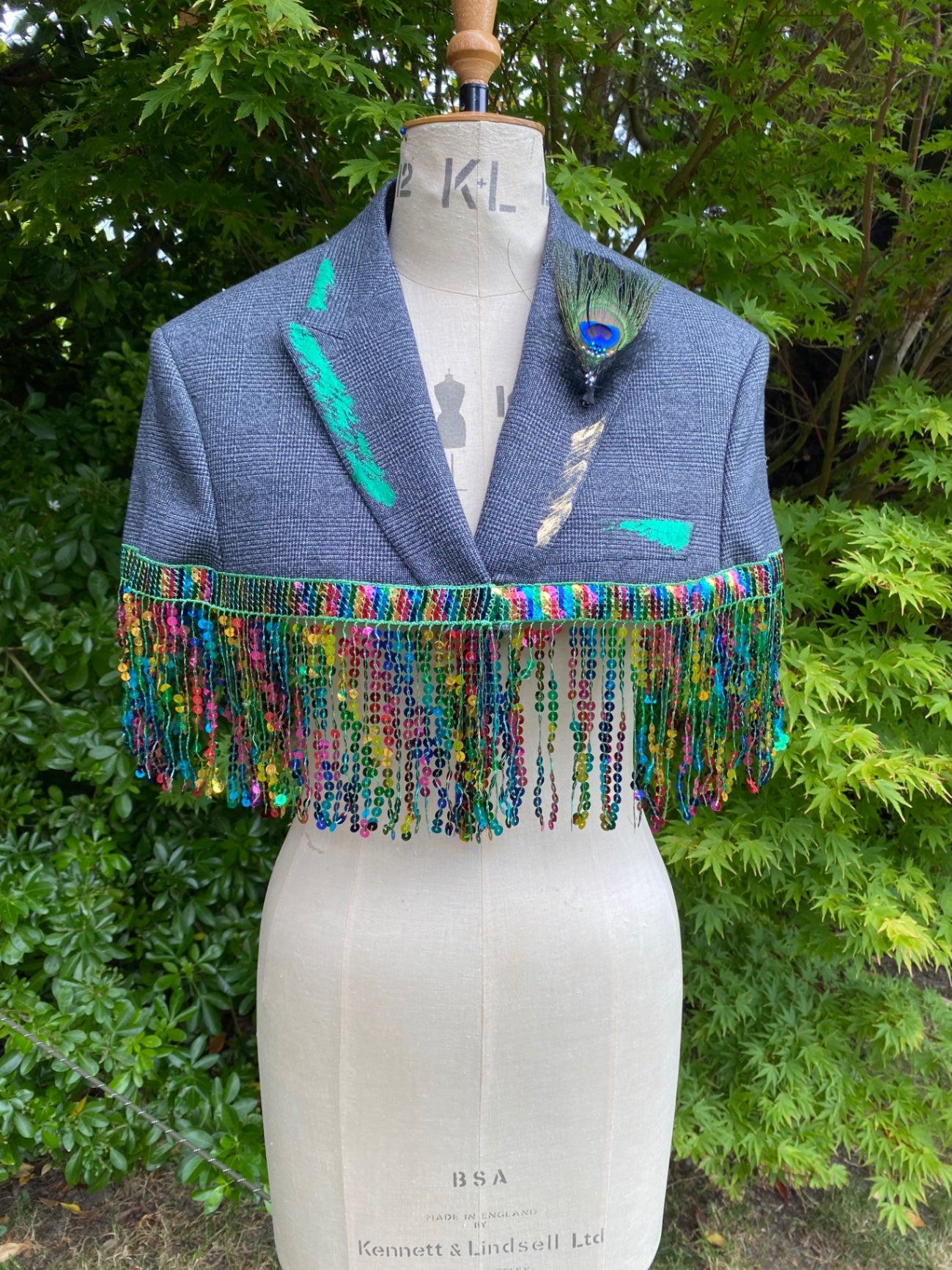 Peacock cropped cape/jacket