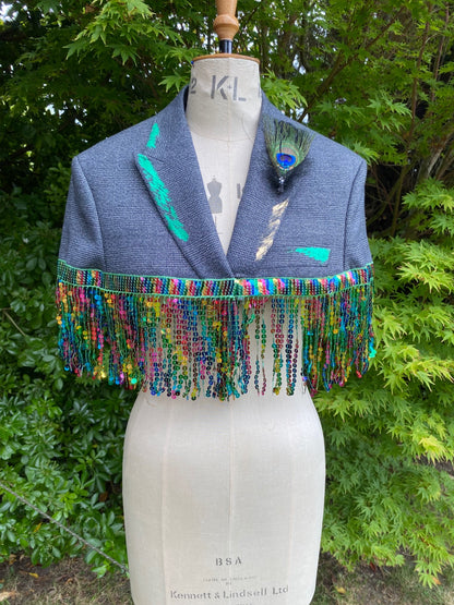 Peacock cropped cape/jacket