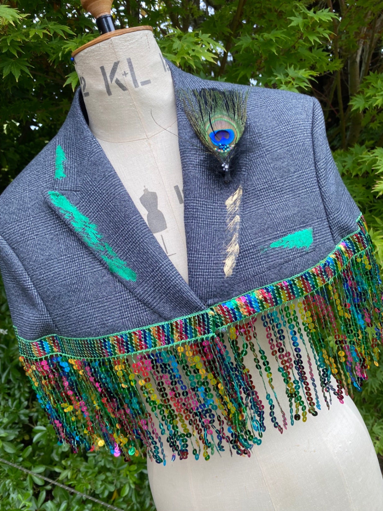 Peacock cropped cape/jacket