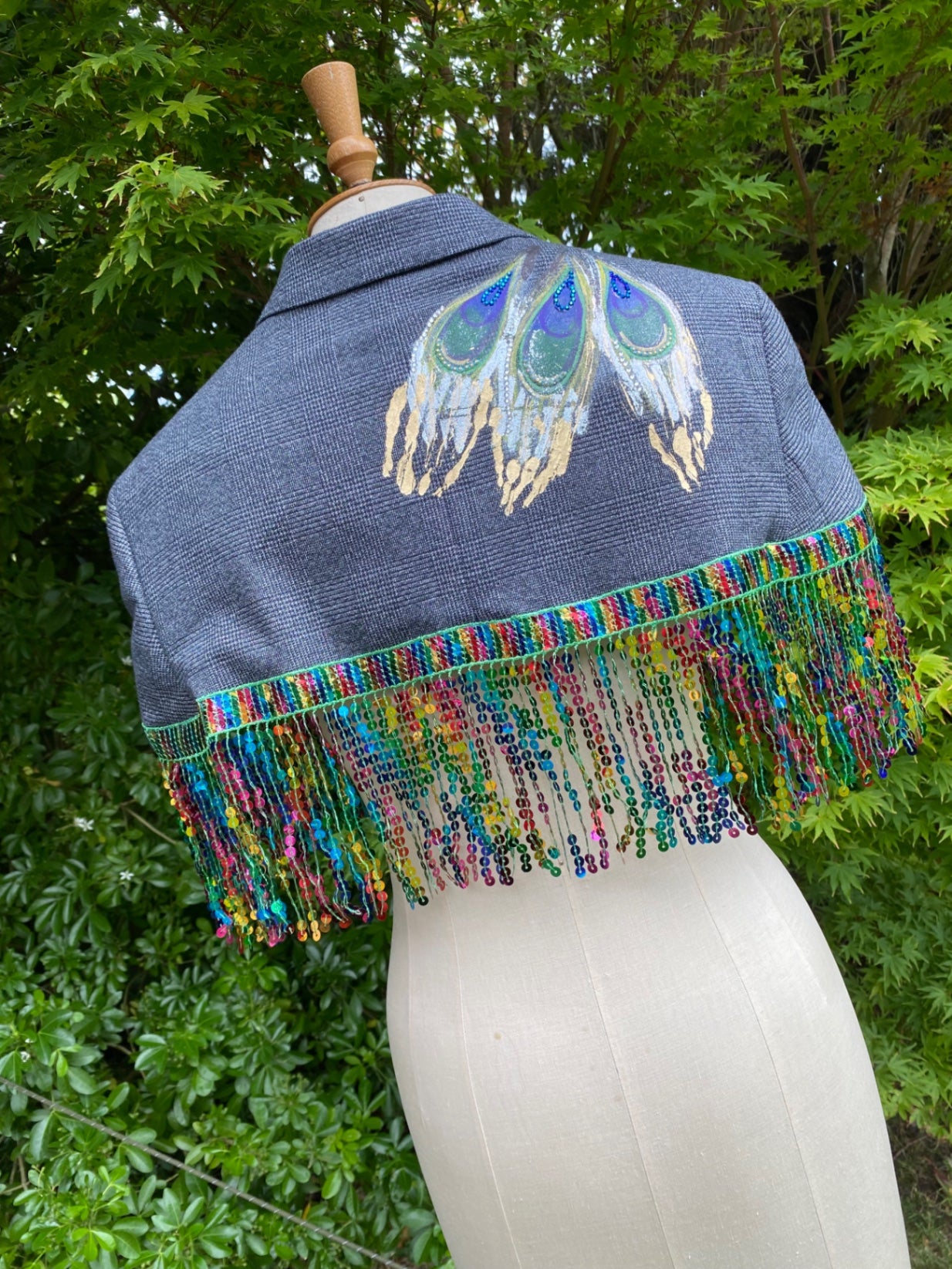 Peacock cropped cape/jacket