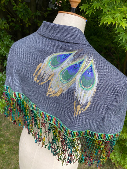 Peacock cropped cape/jacket