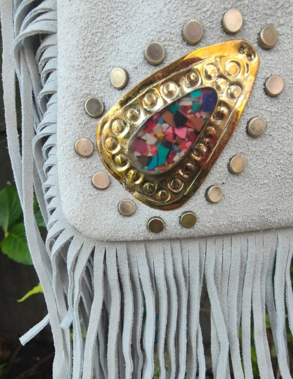 Yellowstone cross body bag with Moroccan stone detailing - White Rainbow