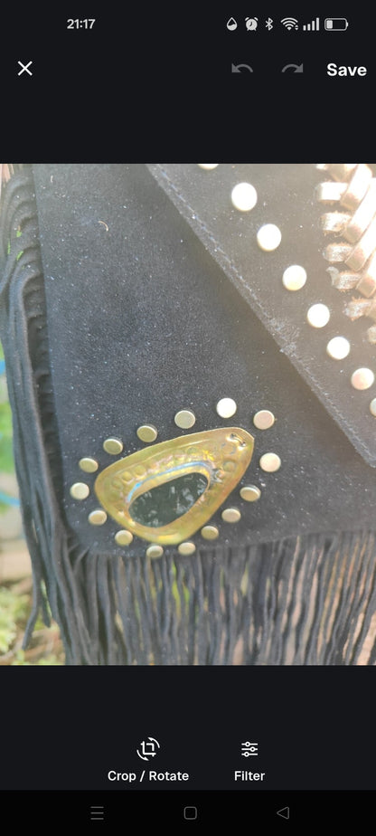 Yellowstone cross body bag with Moroccan stone detailing - Black