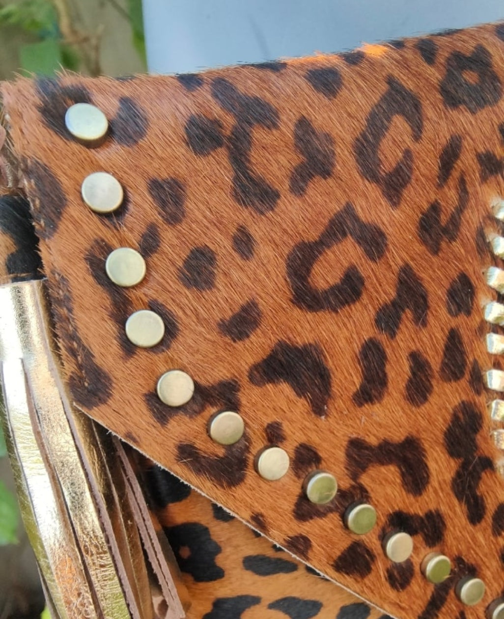 Yellowstone cross body bag with Moroccan stone detailing - Leopard