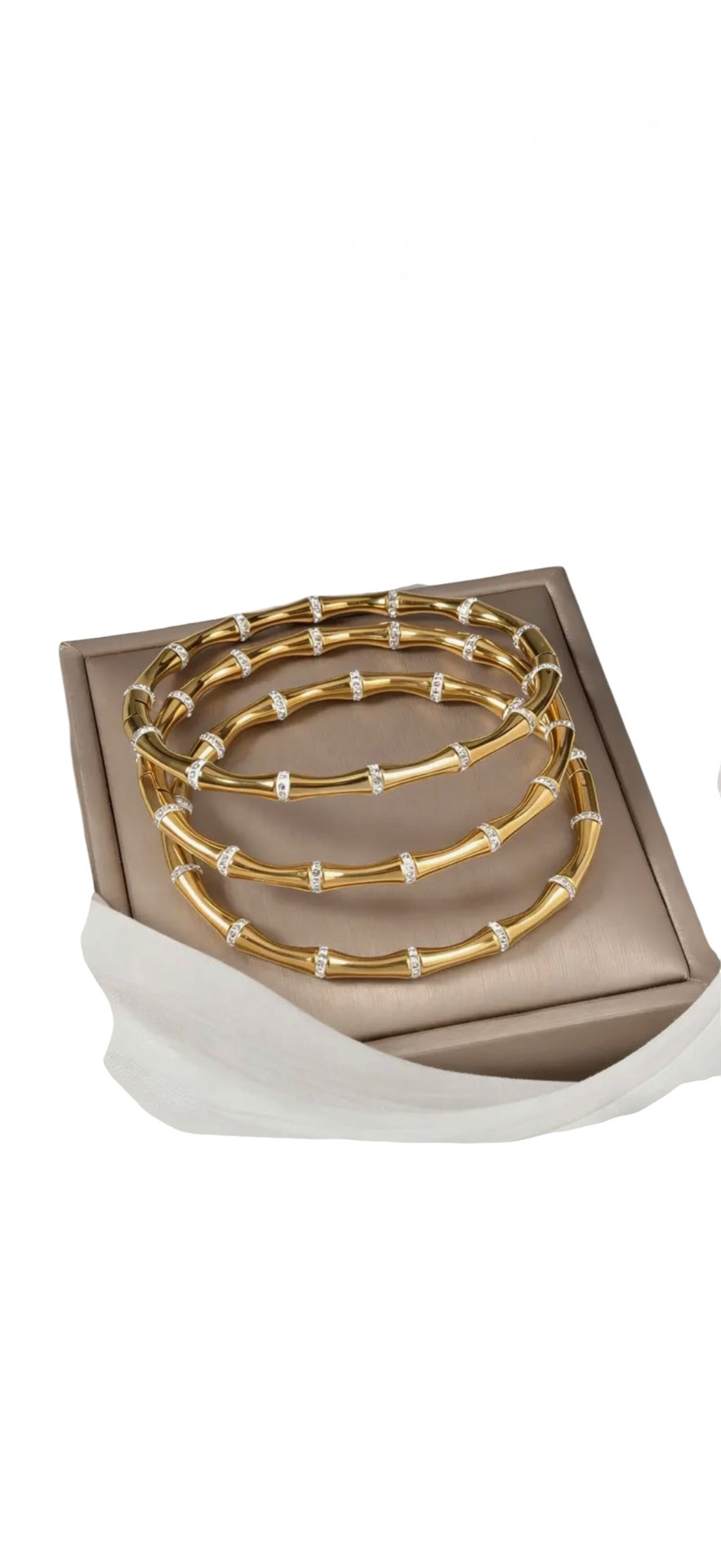Gold Crystal Bamboo Bangle Bracelet