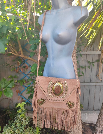 Yellowstone cross body bag with Moroccan stone detailing - Tan