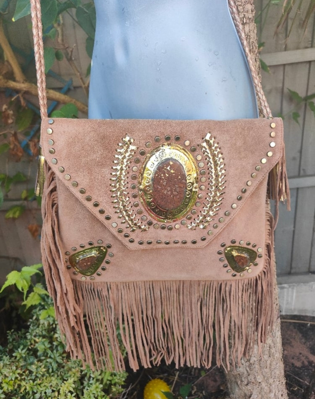 Yellowstone cross body bag with Moroccan stone detailing - Tan
