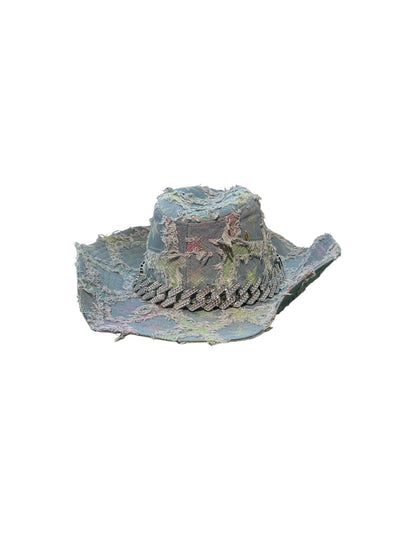 Denim Star Chain Cowboy Hat