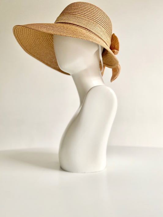 Beige Bow Bonnet Hat