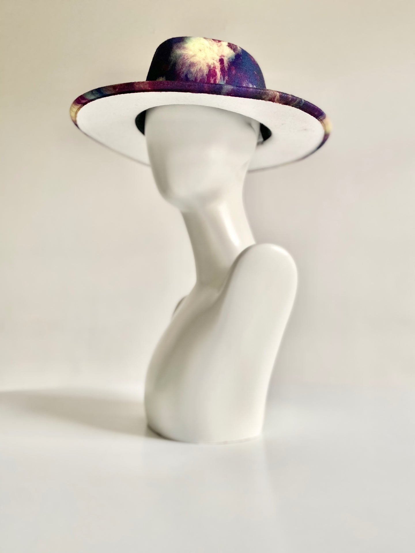 Purple tie dye  Felt Fedora Hat