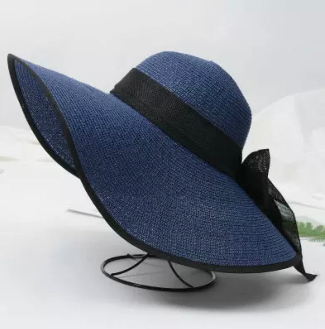 Navy Wide Brim floppy Hat