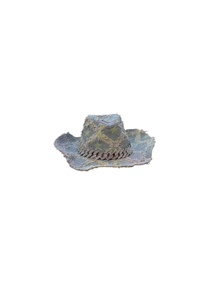 Denim Star Chain Cowboy Hat