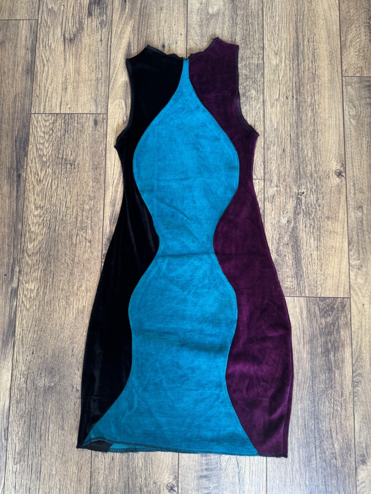 ReMade Wavy Velour Bodycon Dress