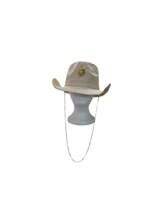 Sequin Sun Charm Cowboy Hat Gold