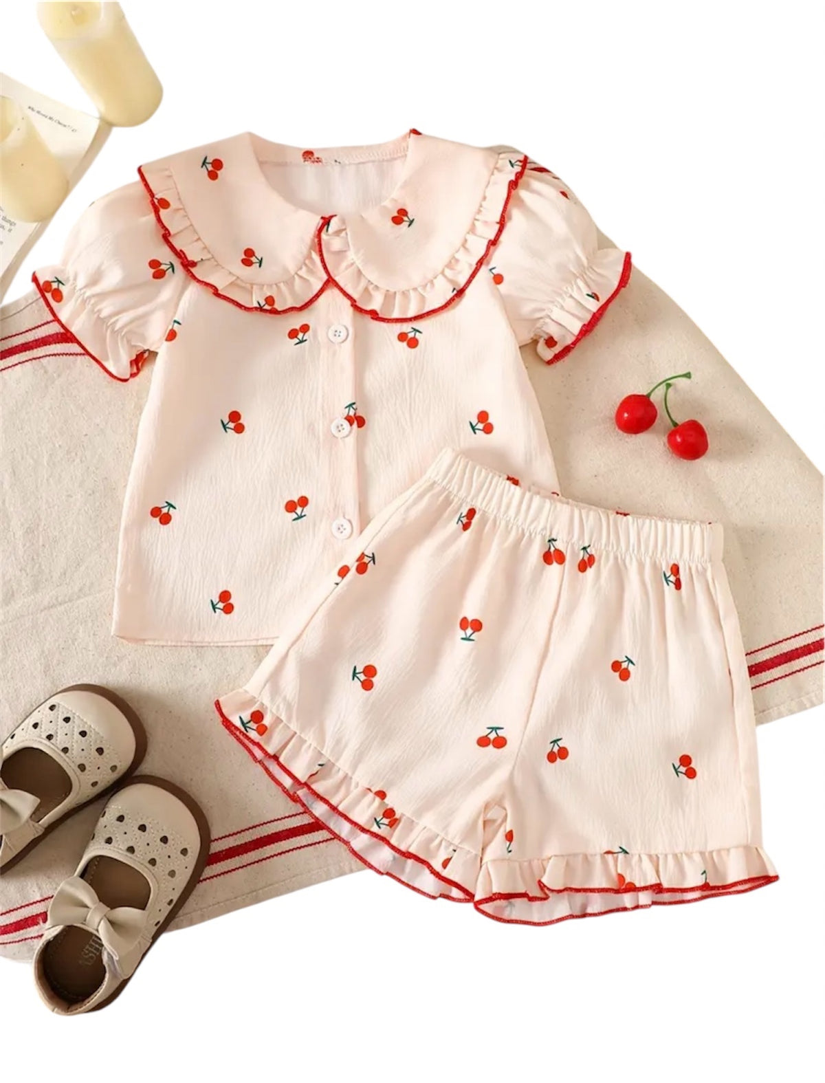 2-3yrs Two Piece Cherry Short Set