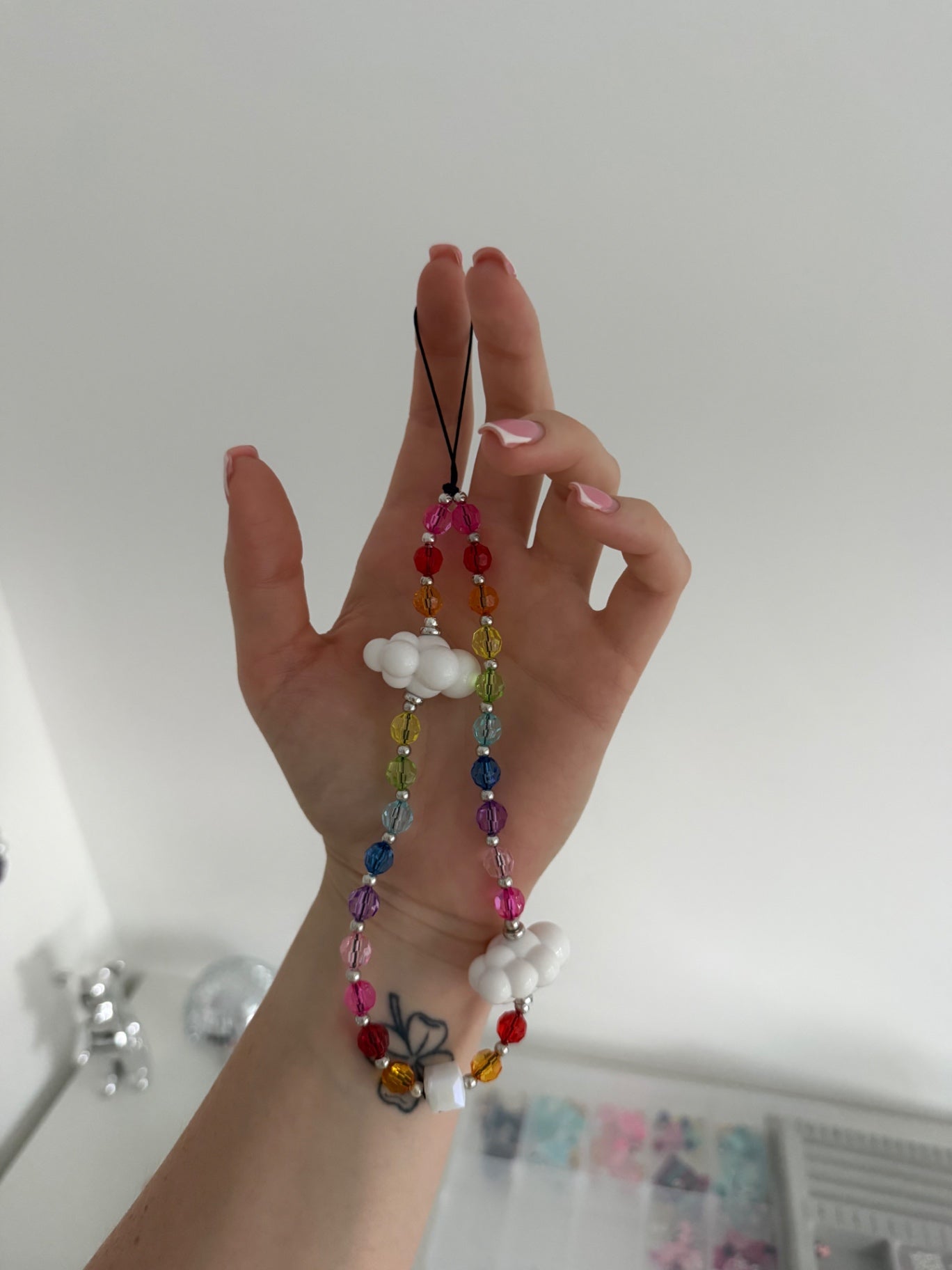 Confetti dreams phone charm - silver