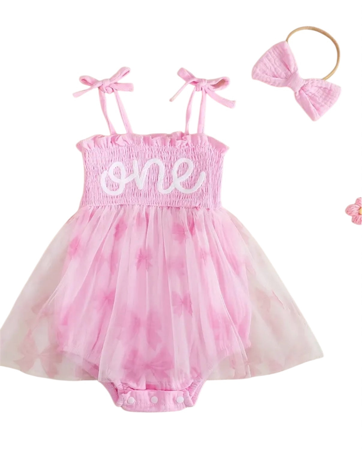 6-12m Pink ‘One’ Romper 
