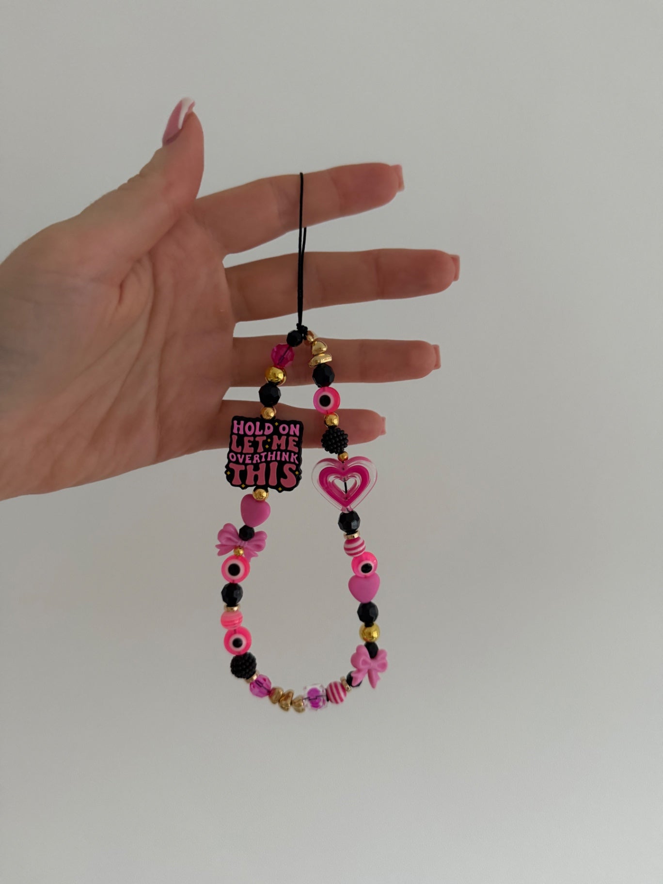 ‘Let me overthink this’ phone charm - gold