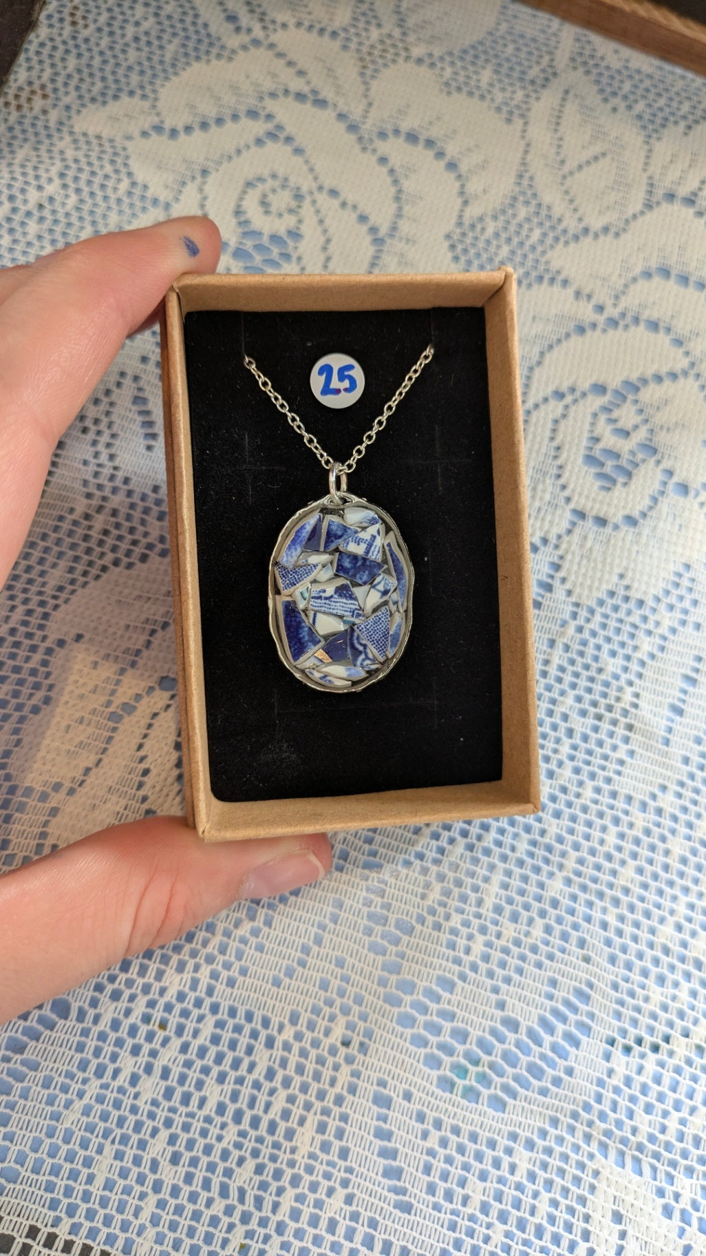 Mosaic Pendant Necklace| Made from Vintage Plates