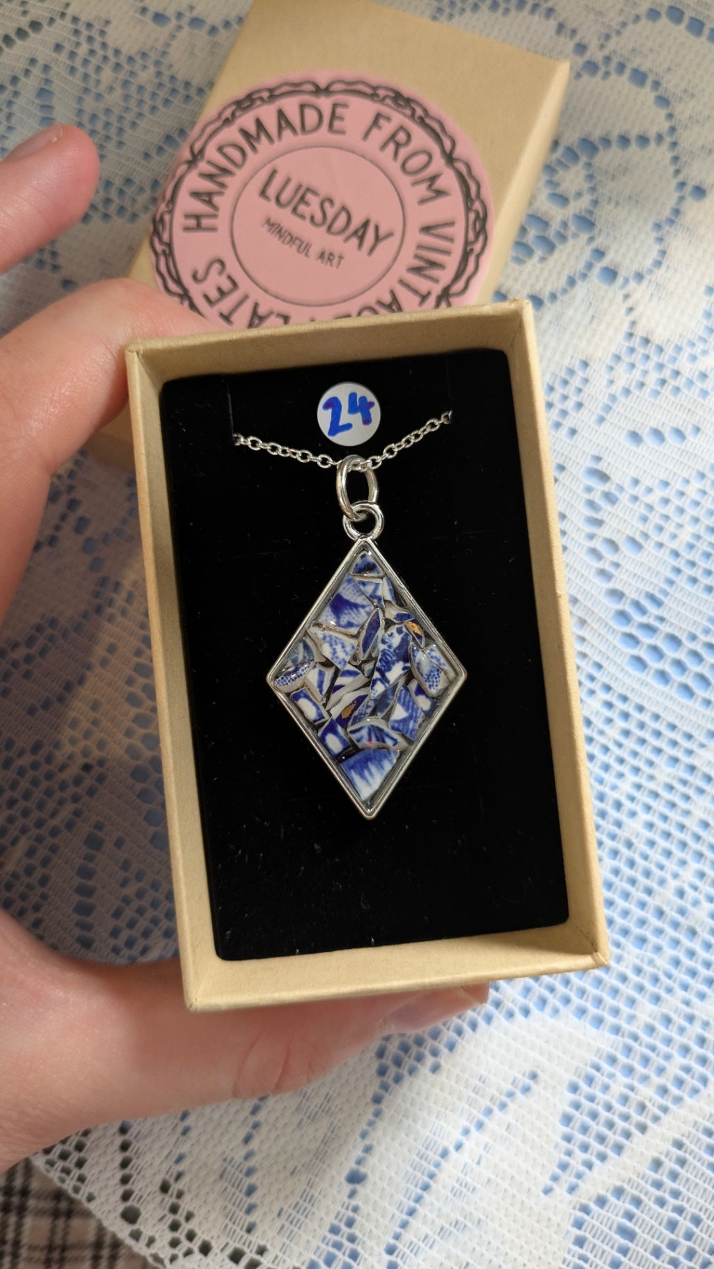 Mosaic Pendant Necklace | Made from Vintage Plates