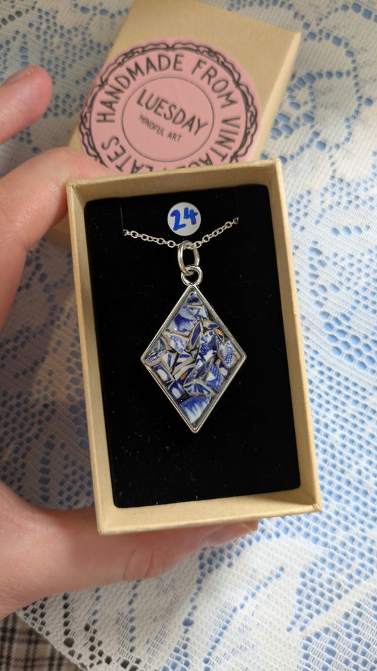 Mosaic Pendant Necklace | Made from Vintage Plates