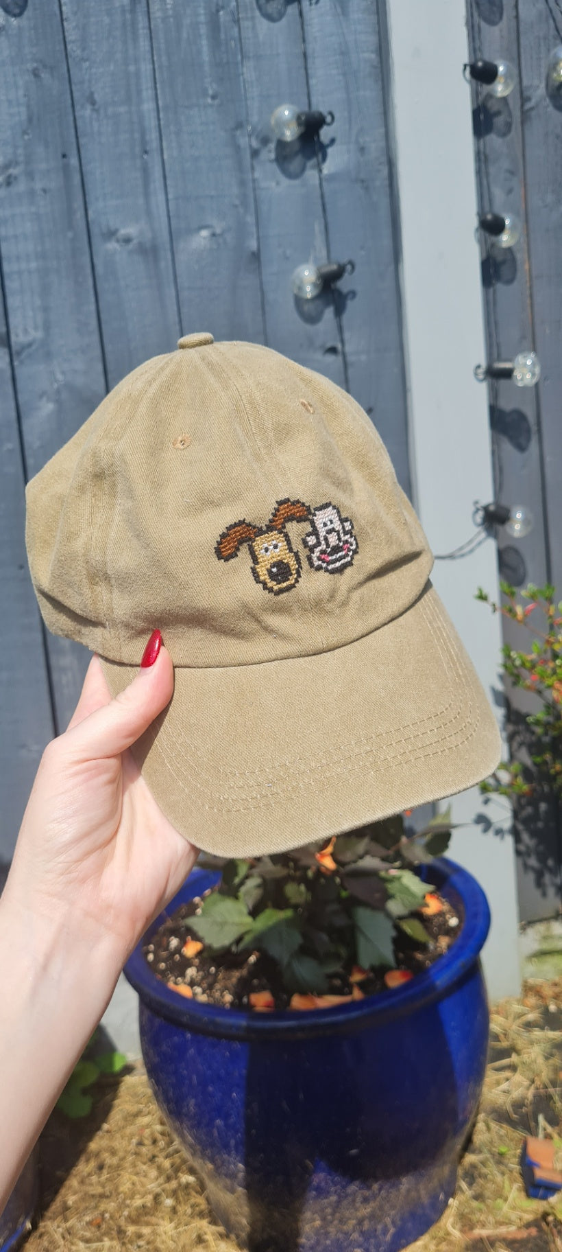 Wallace and Gromit Cross Stitch Cap