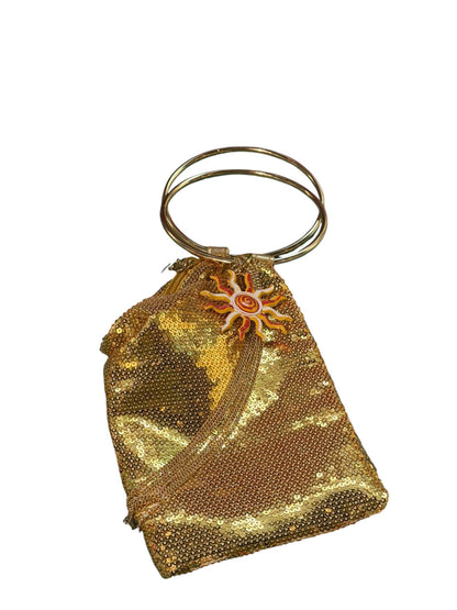 Gold Sequin Bag with Sun Chain Charms