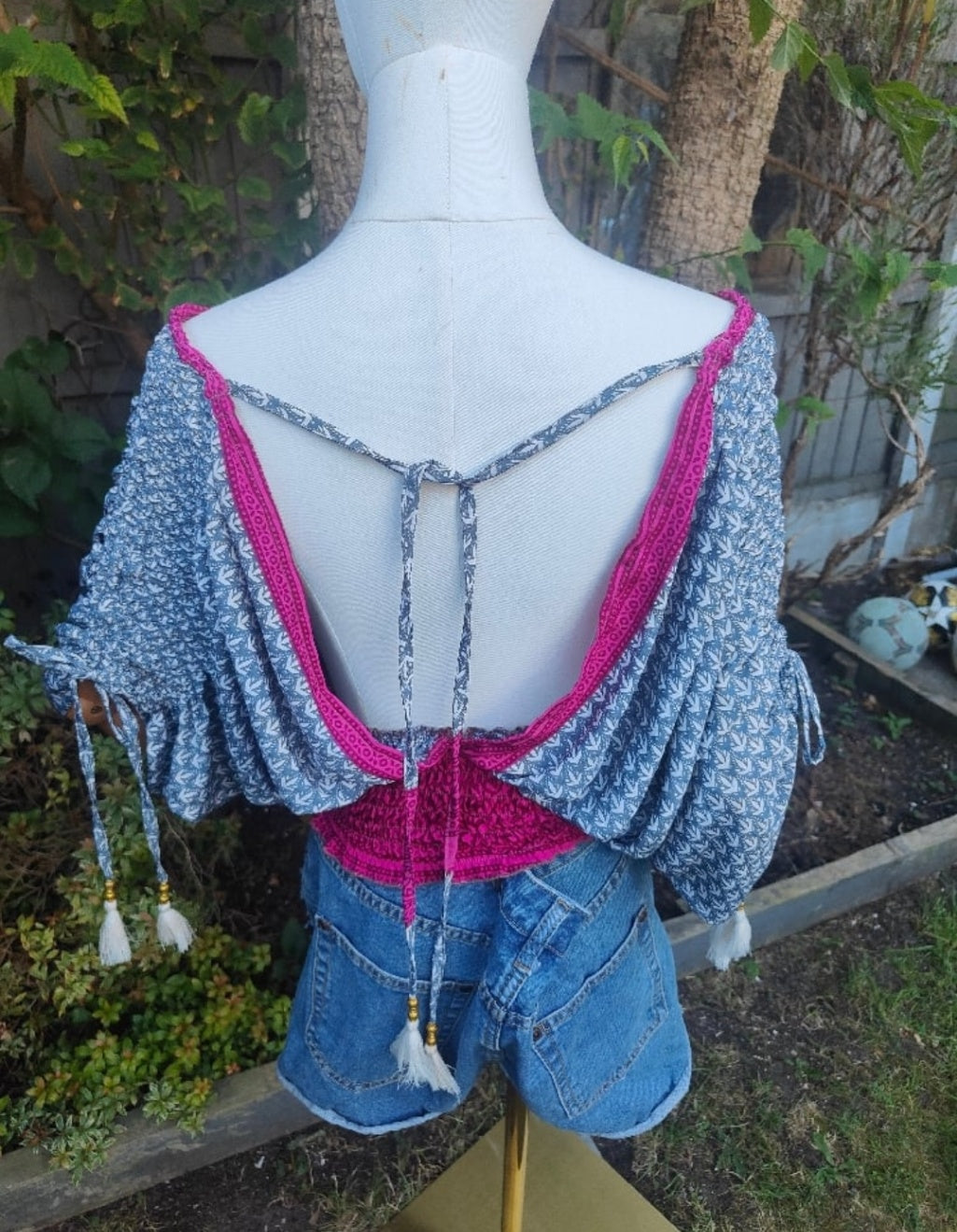 Es Cana Grecian Top - Grey / Pink